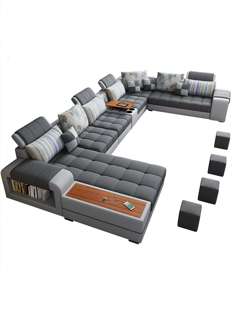Factory price furniture u shaped sectional fabric sofa set furniture living room sofas 7 seater