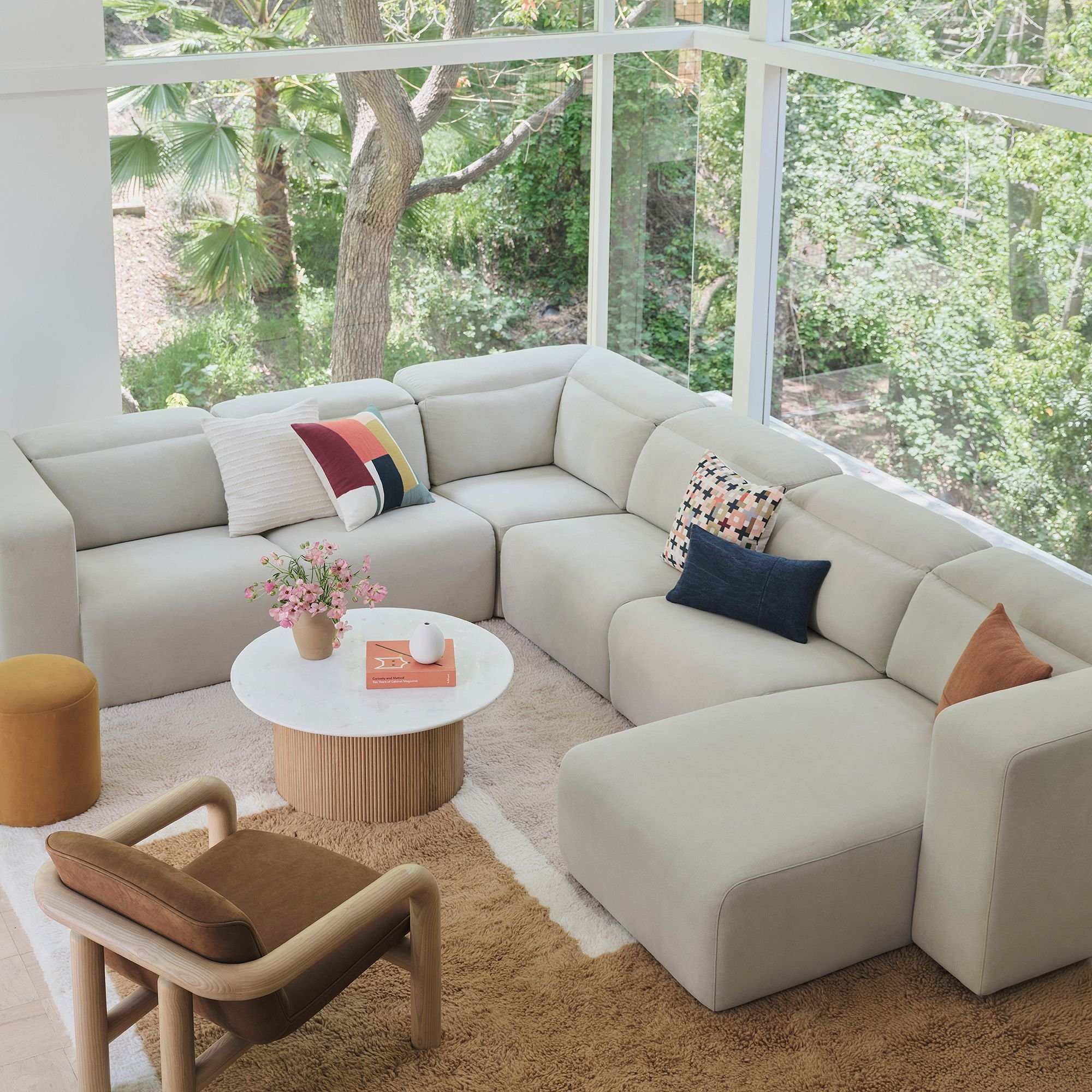Top Selling Sofa Living Room Furniture Roll Arm Deep Seat 4-Piece Modular Sectional Leather Sofa Set