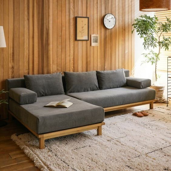 Comfortable Modern Wooden Home Furniture Set 3 Seat Fabric Couch Wood Sectional Living Room Sofa