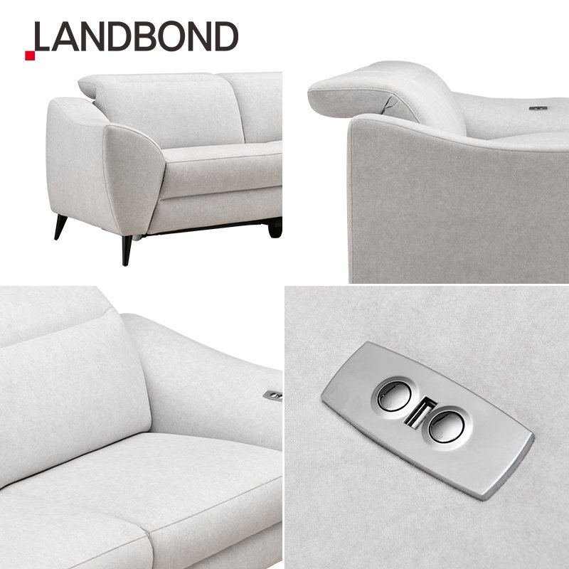 LANDBOND Home Sofa Set Furniture Luxury European style 3 Seater Fabric Electric power Recliner Living Room Sofa couch furniture