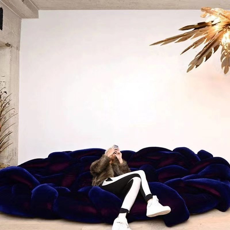 Designer fashion velvet sofa Nordic simple modern creative technology cloth winding weaving fabrics sofa for living