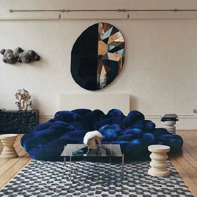 Designer fashion velvet sofa Nordic simple modern creative technology cloth winding weaving fabrics sofa for living