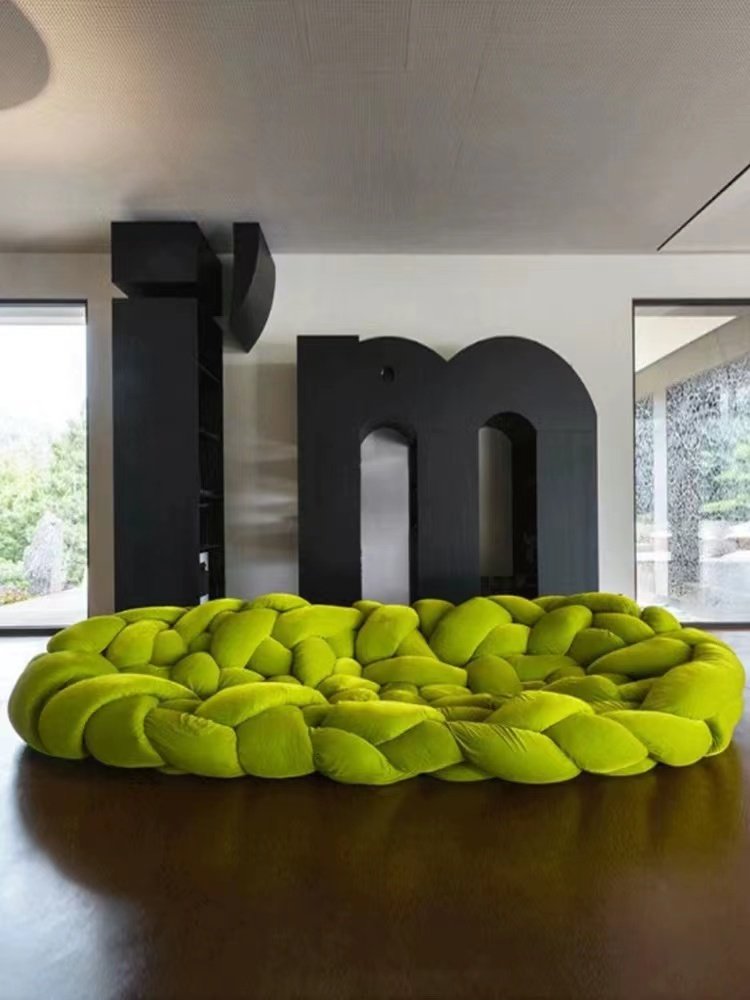 Designer fashion velvet sofa Nordic simple modern creative technology cloth winding weaving fabrics sofa for living