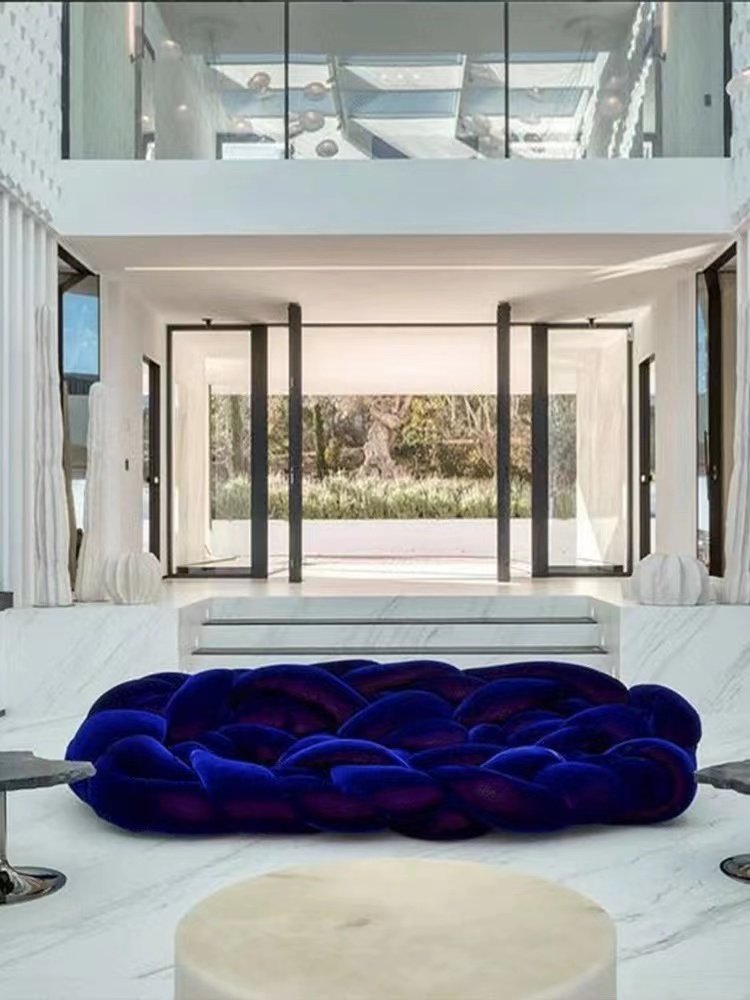 Designer fashion velvet sofa Nordic simple modern creative technology cloth winding weaving fabrics sofa for living