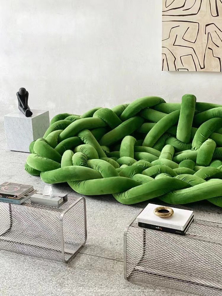 Designer fashion velvet sofa Nordic simple modern creative technology cloth winding weaving fabrics sofa for living