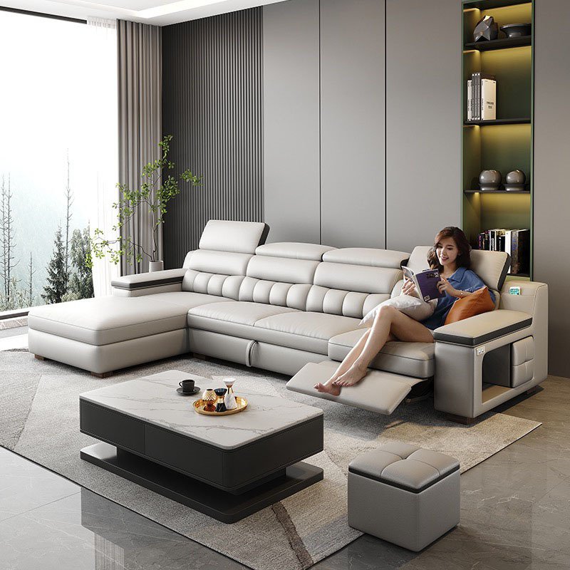 luxury fabric home furniture Customization l shaped sectional sofa set smart modern design couch living room sofas