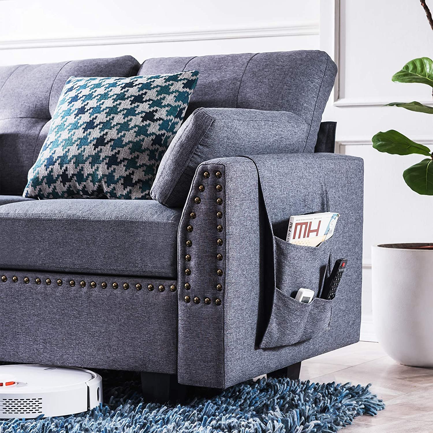 American Style home furniture fabric solid wood frame living room sofa sectional l shape capacity storage sofa