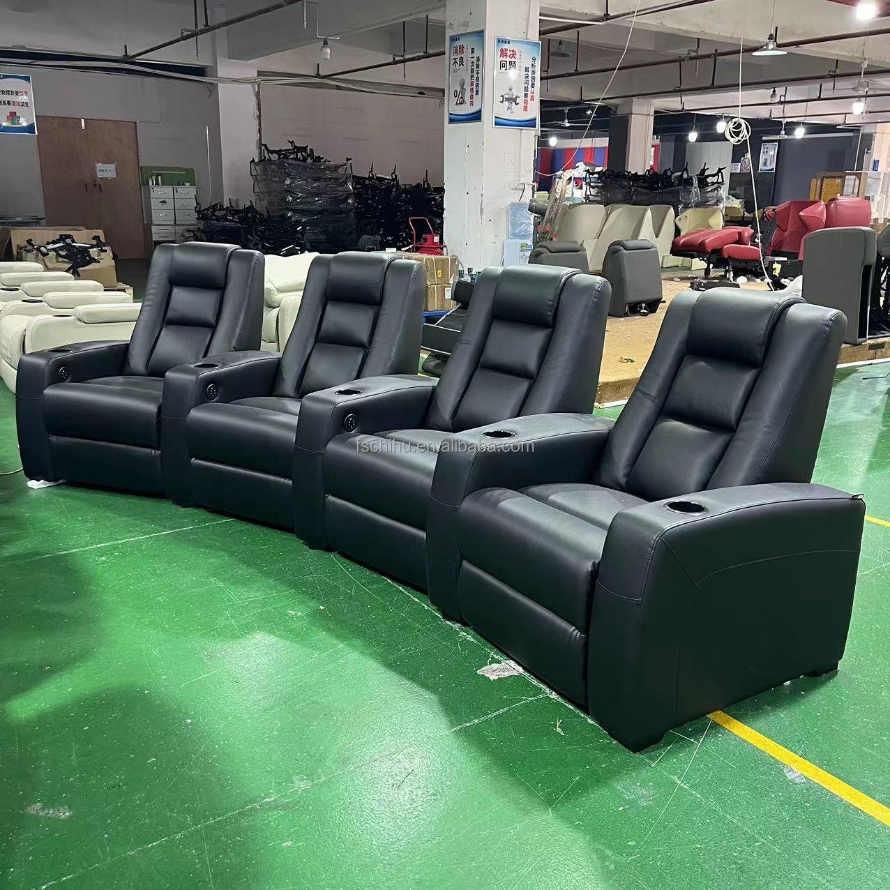 2024 New design slip-on reclining sofa bed home set Home theater power electric stretch lie cinema chair single arm