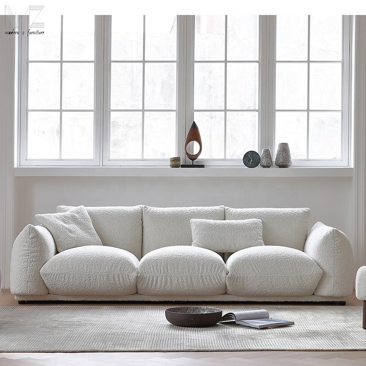 Home Luxury Italian Modern Design Furniture Canapet De Salon White Teddy Boucle Sofa Set Sectional Couch Living Room Sofa