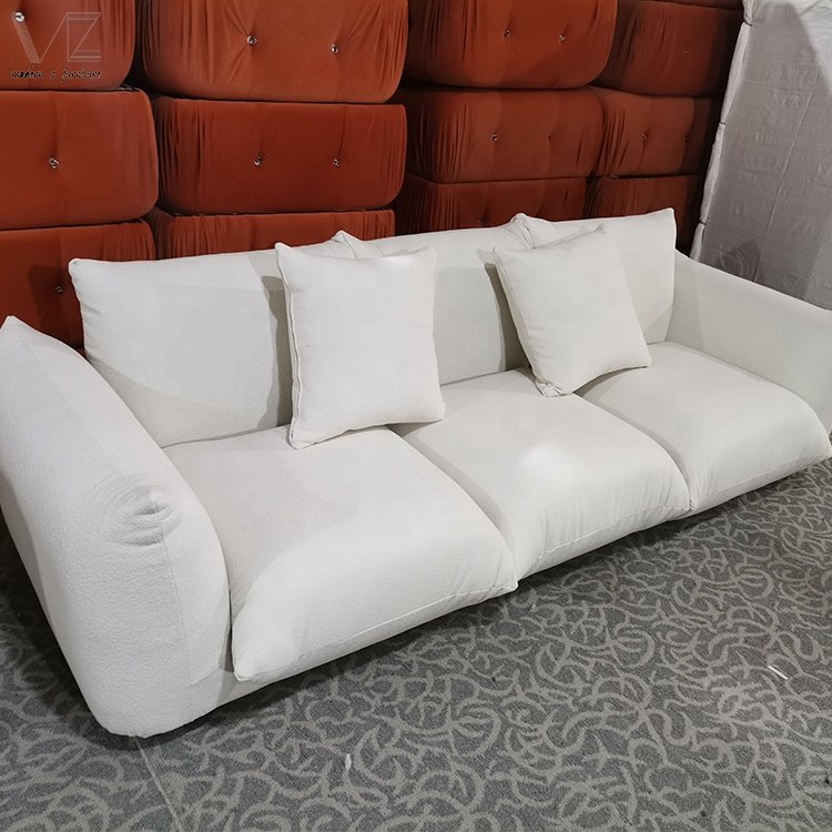 Home Luxury Italian Modern Design Furniture Canapet De Salon White Teddy Boucle Sofa Set Sectional Couch Living Room Sofa