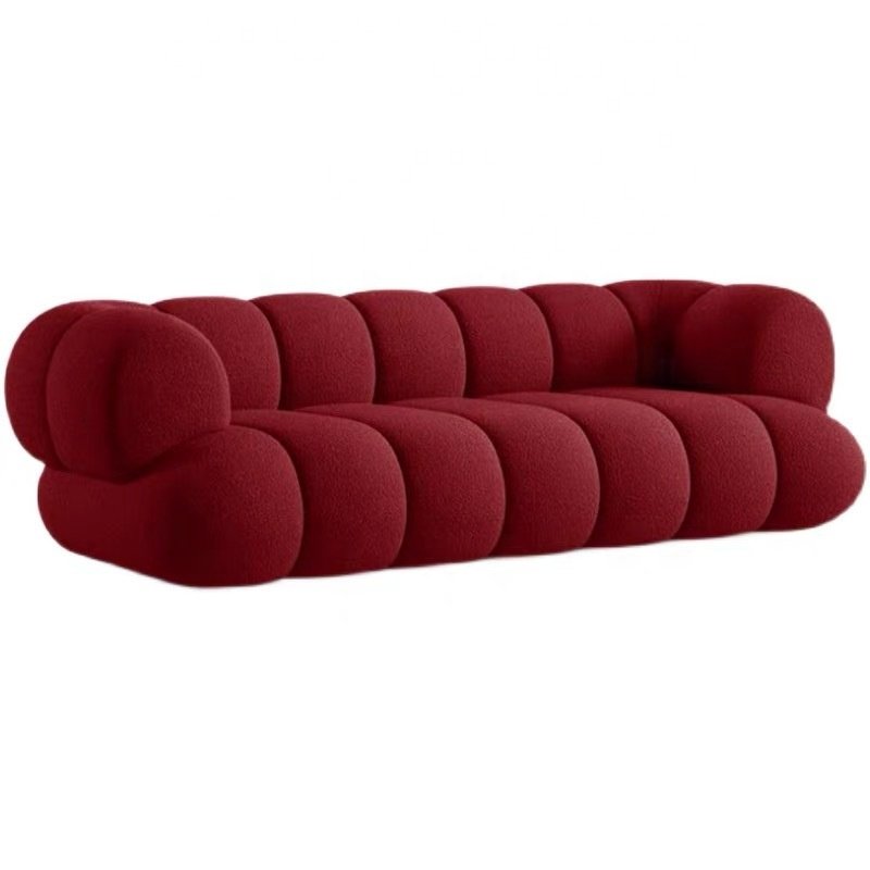 French style living room lamb plush L-shaped floor sofa, modern small home living room sofa set