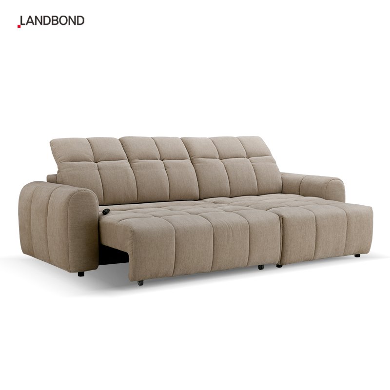 European L shape corner Fabric living room sofa with electric sliding 50cm hotel and apartment sofa bed supplier