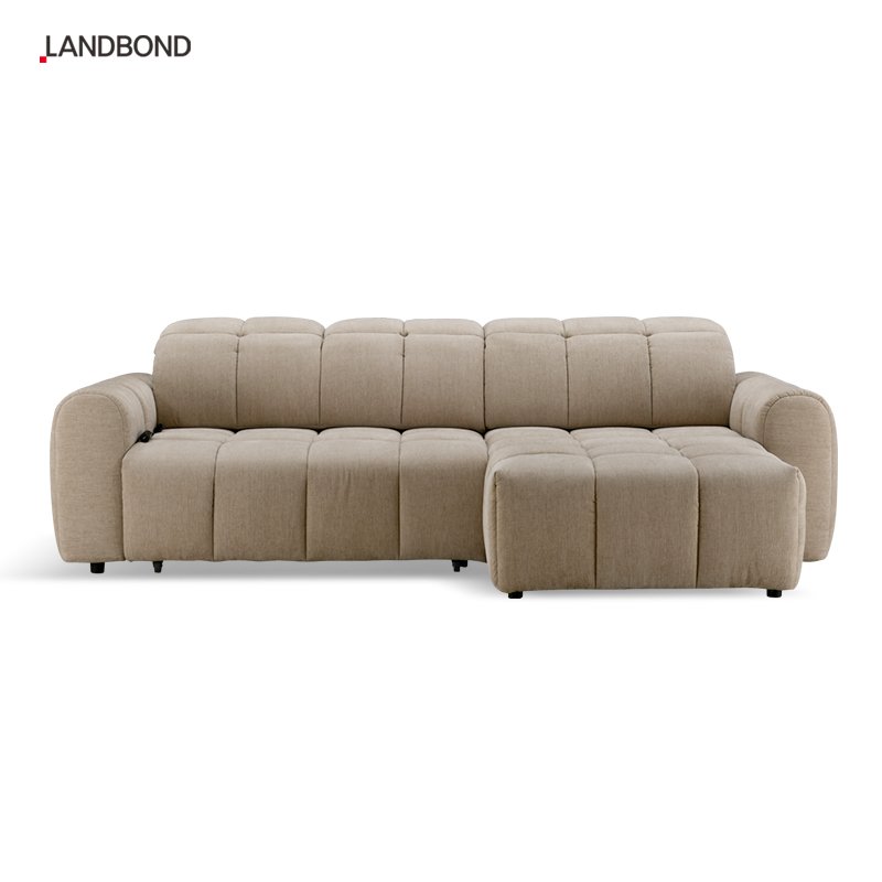 European L shape corner Fabric living room sofa with electric sliding 50cm hotel and apartment sofa bed supplier