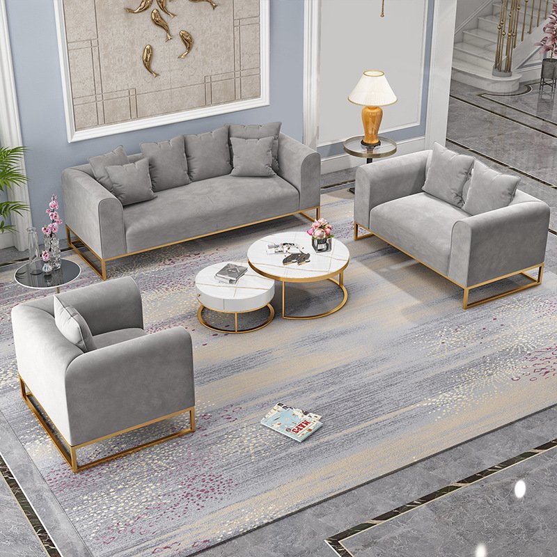Northern European velvet Sofa modern living room high-grade Fabric Tea Table Sofa combination furniture