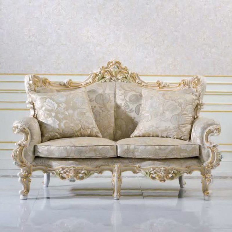 Luxury Italian-Style Antique Classic Golden Sofa Set Elegant Carved Wood Sectional for Living Room Application-Furniture