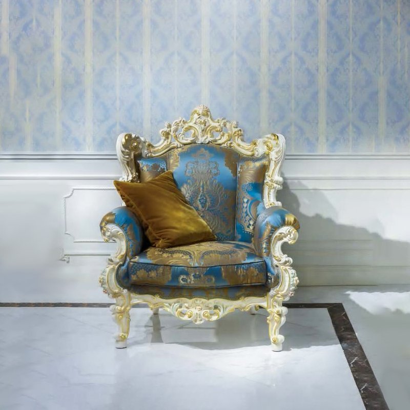Luxury Italian-Style Antique Classic Golden Sofa Set Elegant Carved Wood Sectional for Living Room Application-Furniture
