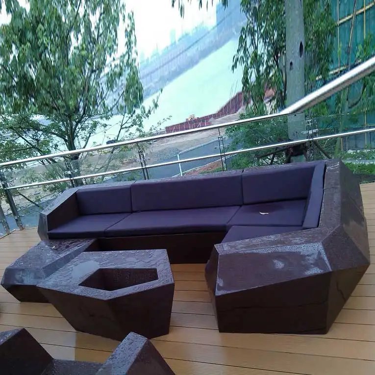 Luxury Fiberglass Lounge Sofa Comfortable Leisure ArmSofa Set For Living Room Garden