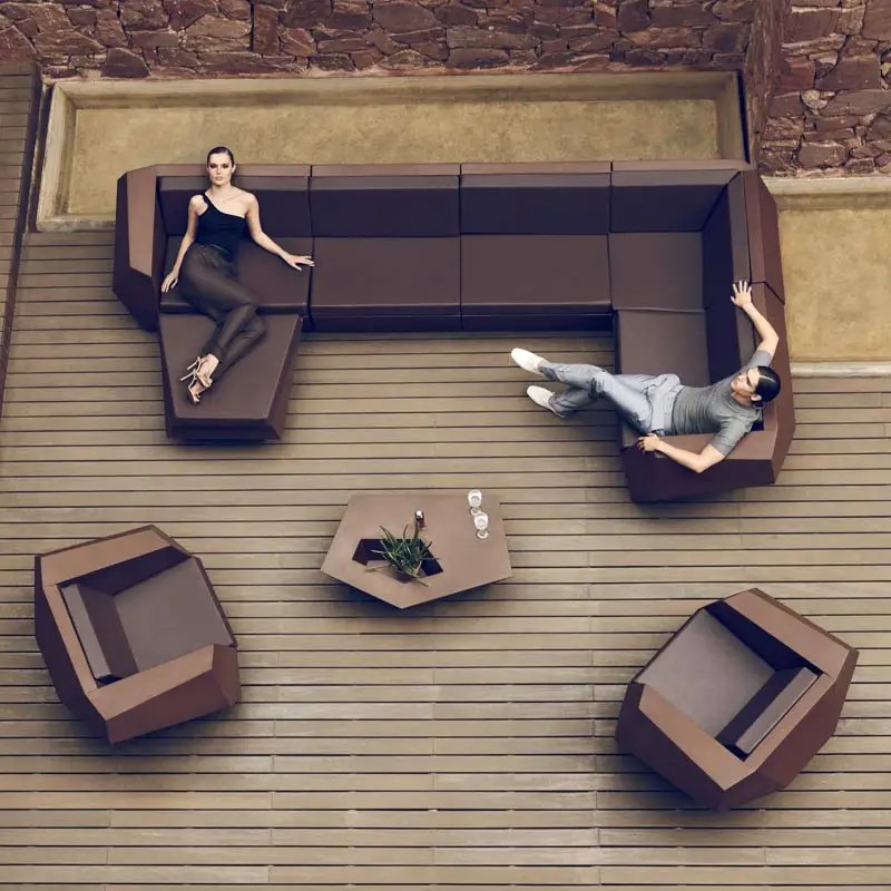 Luxury Fiberglass Lounge Sofa Comfortable Leisure ArmSofa Set For Living Room Garden