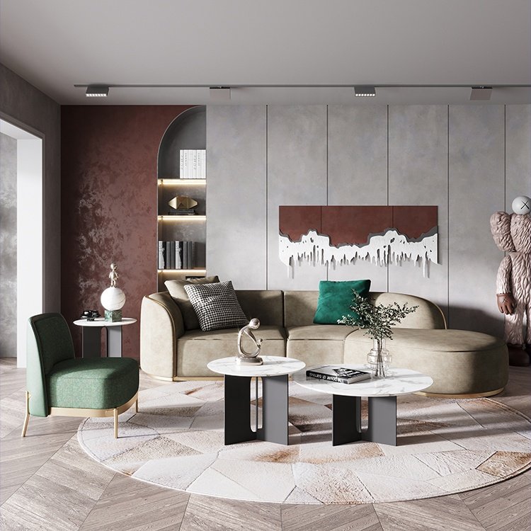 Sofa Set Furniture Italian Design Modern Shaped Sectional Modular Grey Velvet Sofa Assembly Sof Anordic Style Living Room Sofa