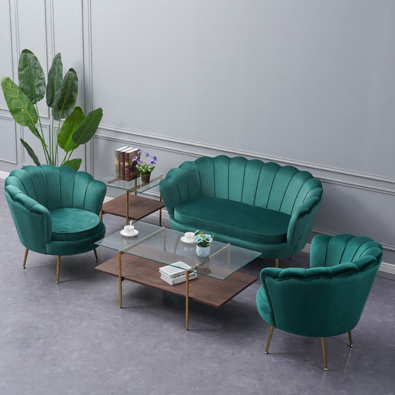 Velvet Luxury Petal Shaped Living Room Leisure Chair Two Seats Sofa Chairs