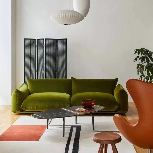 Modern Luxury Velvet Sofa Villa Fabric Art Double Sofa Living Room Design Customizable Sofa Furniture
