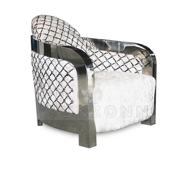 Classic Luxury Gray Velvet Sofa Set Genuine Leather Stainless Steel Legs Living Dining Hotel Hall Villa Apartment Corner