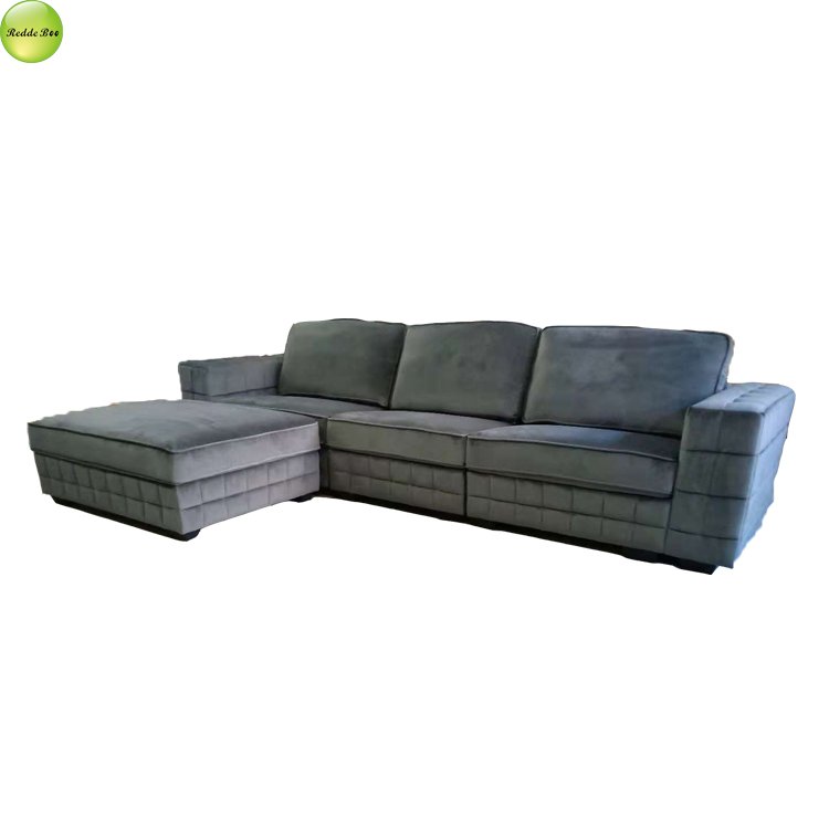 New design sofa L shape luxurious elegant modern fabric living room sofa with ottoman 6261