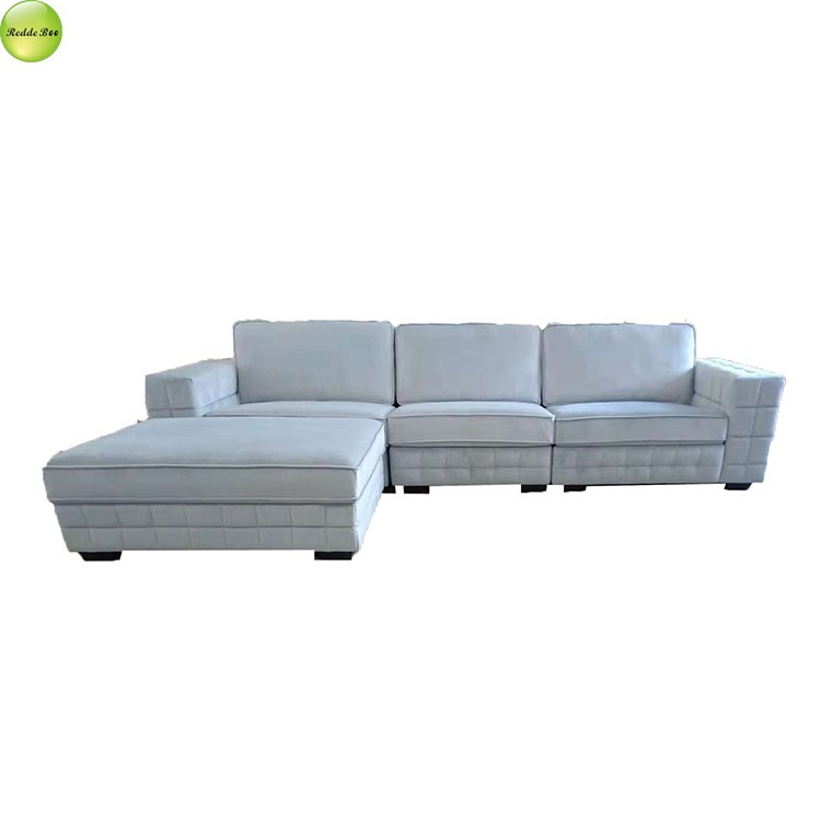 New design sofa L shape luxurious elegant modern fabric living room sofa with ottoman 6261