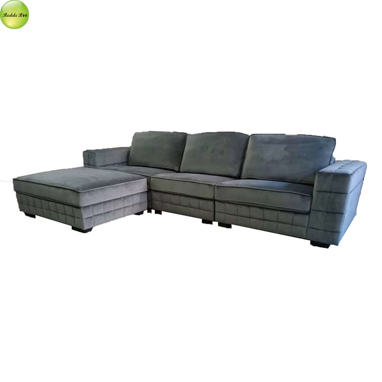 New design sofa L shape luxurious elegant modern fabric living room sofa with ottoman 6261