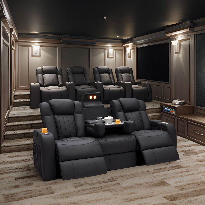 Louis Donne Home Theater Seats Genuine Leather Reclinable Electric Sofa 1 2 3 Seater Living Room Furniture