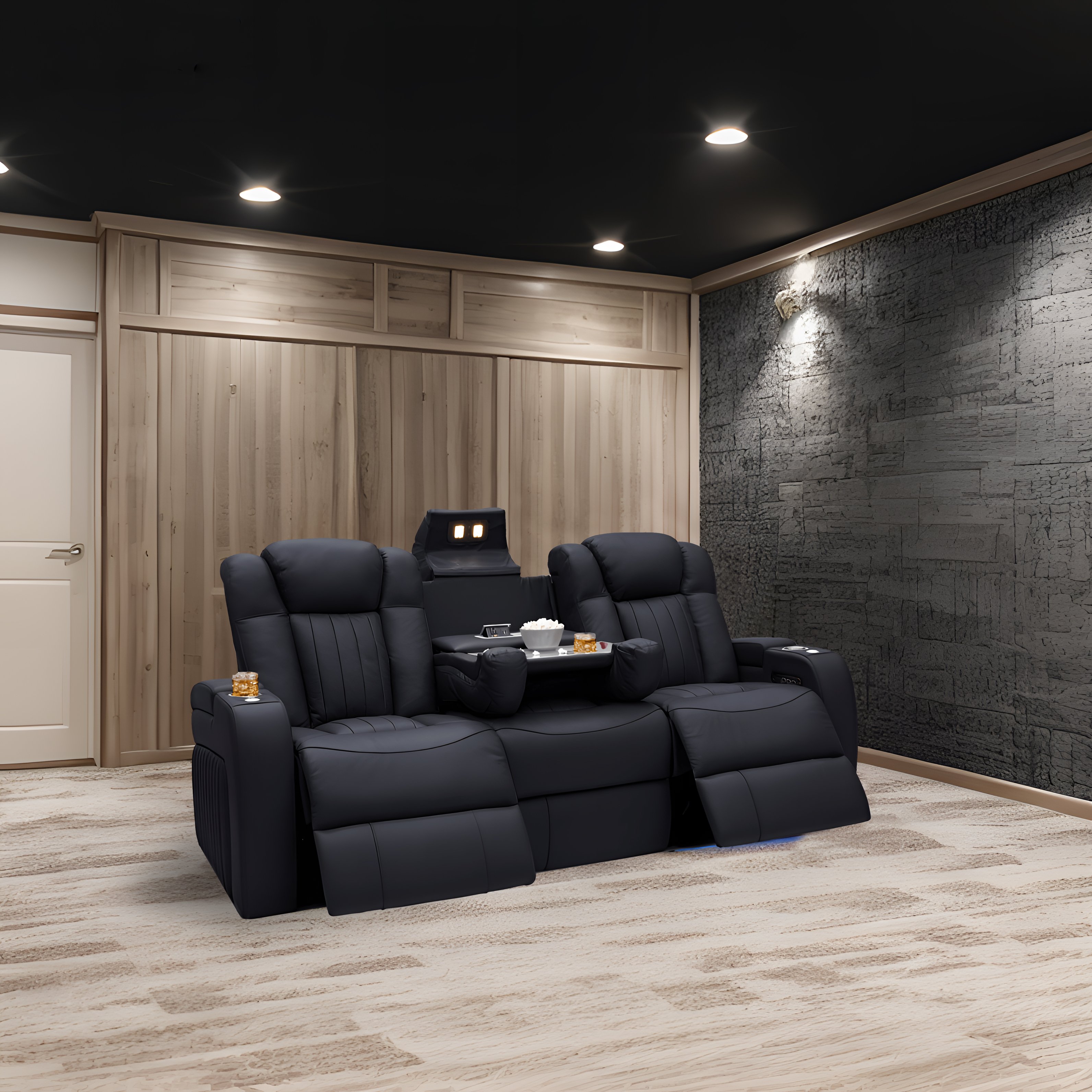 Louis Donne Home Theater Seats Genuine Leather Reclinable Electric Sofa 1 2 3 Seater Living Room Furniture