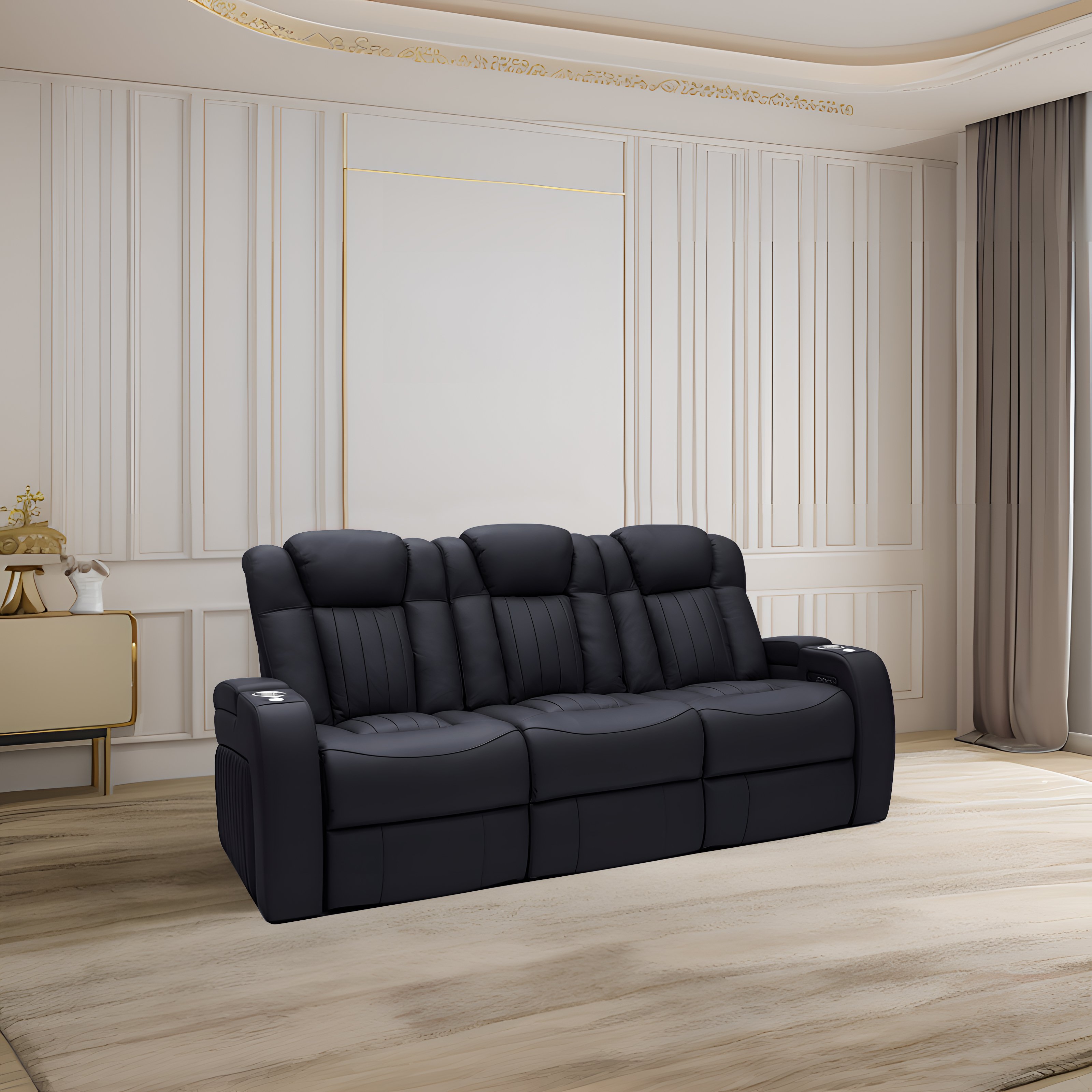 Louis Donne Home Theater Seats Genuine Leather Reclinable Electric Sofa 1 2 3 Seater Living Room Furniture