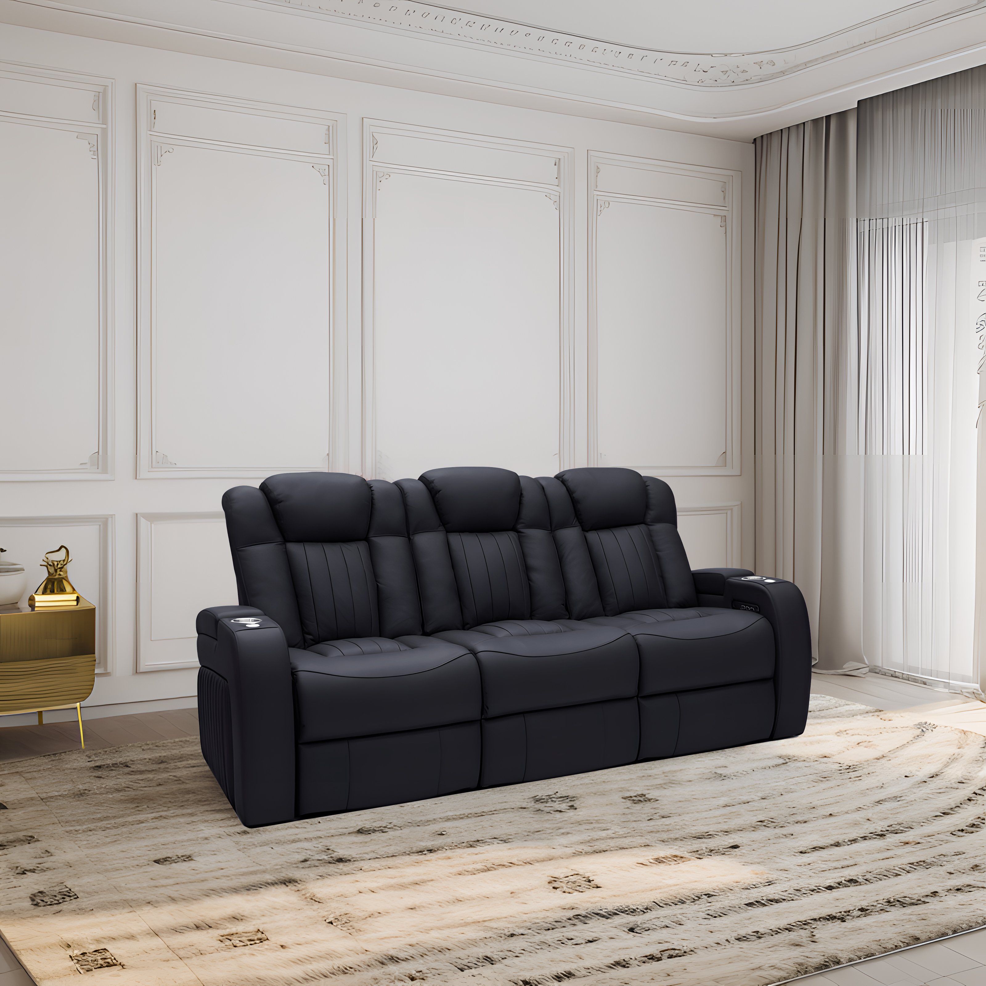 Louis Donne Home Theater Seats Genuine Leather Reclinable Electric Sofa 1 2 3 Seater Living Room Furniture