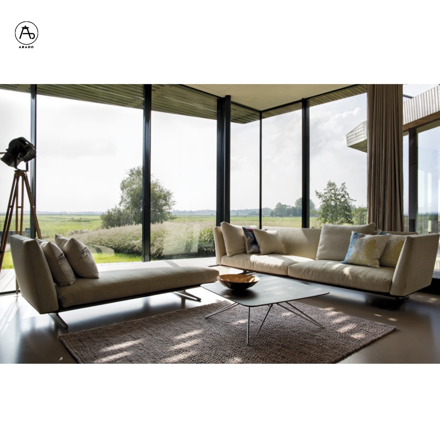 Modern italian design l shape fabric sofa set furniture white couch living room sofas