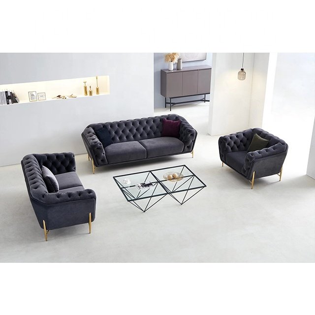 Italian light luxury style leather living room sofa set