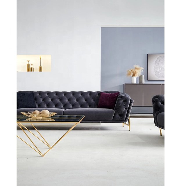 Italian light luxury style leather living room sofa set