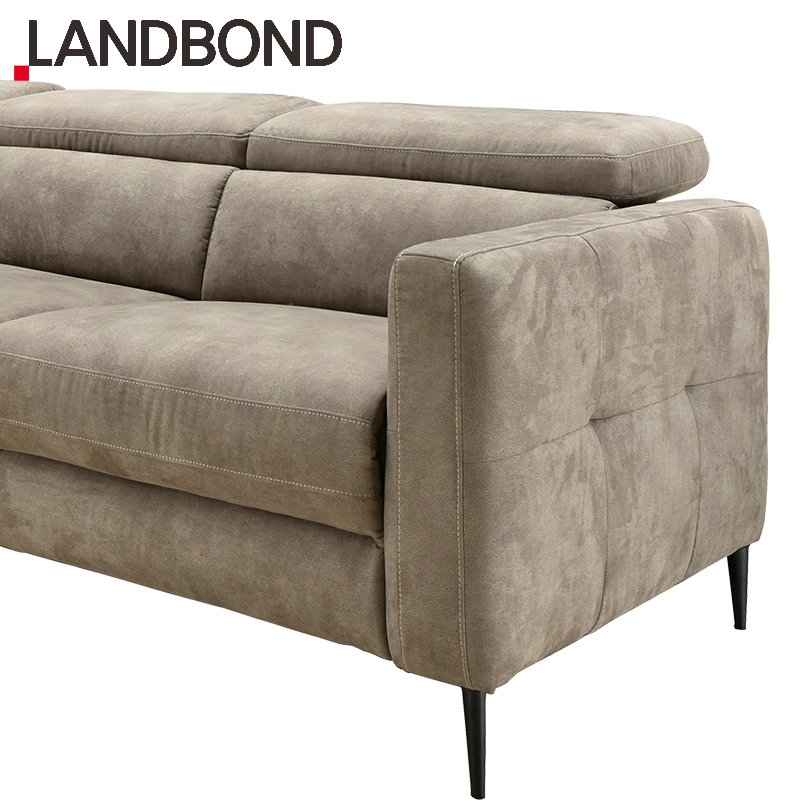 LANDBOND Modern Fabric Living Room Sofa European L Shaped Sofa Set Furniture Sectional Sofa Manual Headrest Lounge Couch