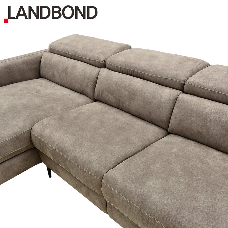 LANDBOND Modern Fabric Living Room Sofa European L Shaped Sofa Set Furniture Sectional Sofa Manual Headrest Lounge Couch