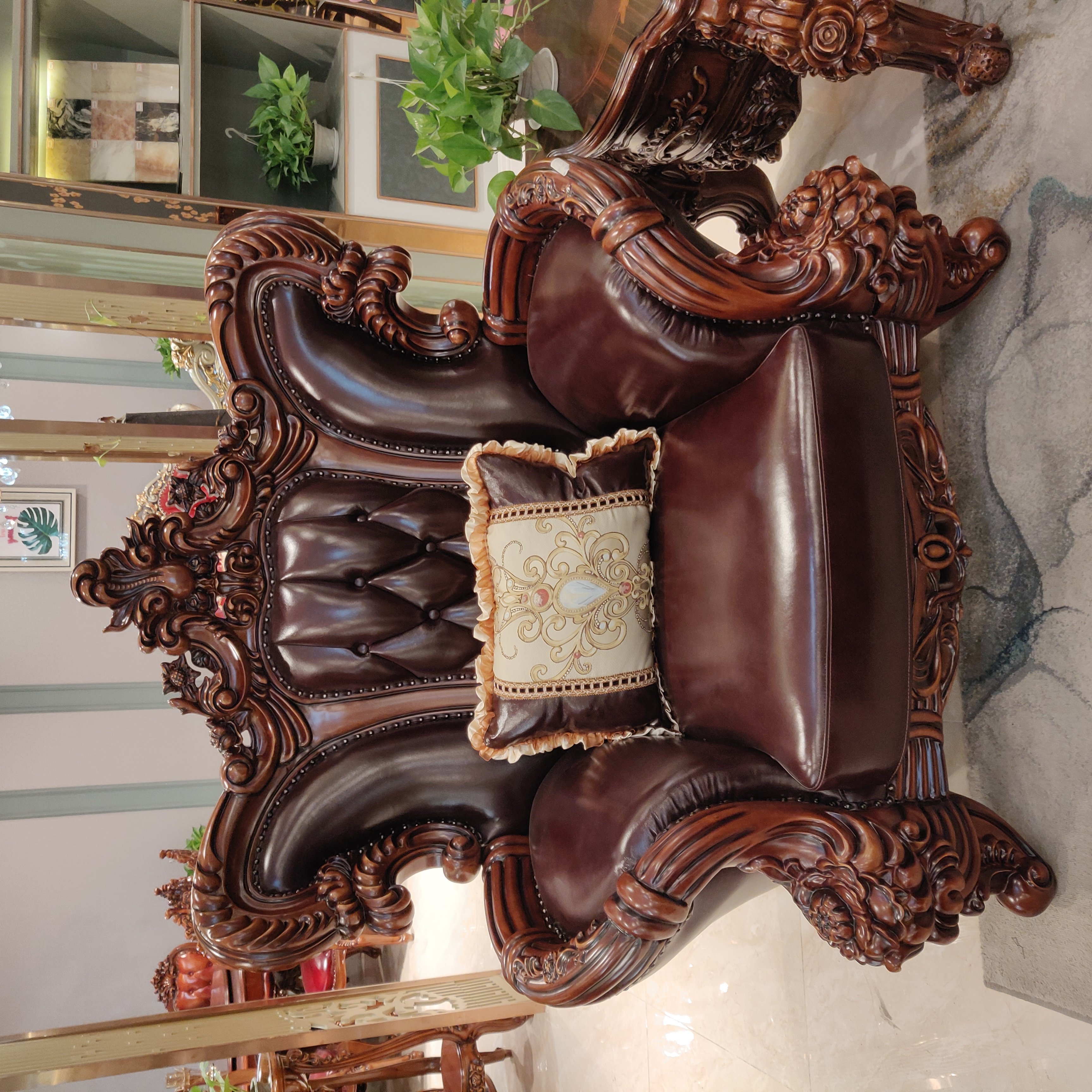 European-style antique painting Living Room Sofas old 6 seats sofa set
