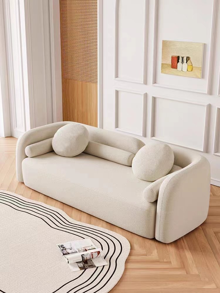 Fabric sofa small apartment double cream style rental house lounge area reception three-person living room modern simple sofa