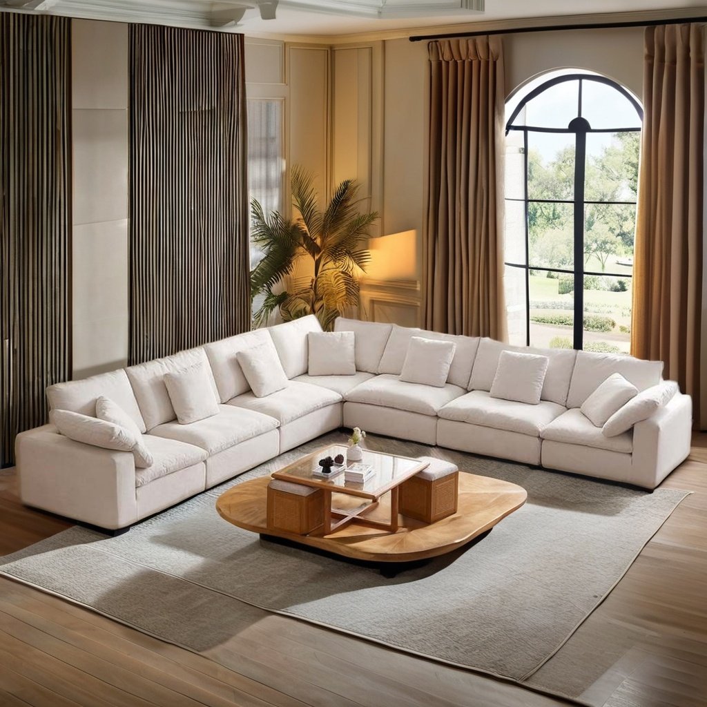 Nordic style Villa Sofa Collection L shape Sofa Set Modular Sectional Cloud Couch Corner Sofa Furniture