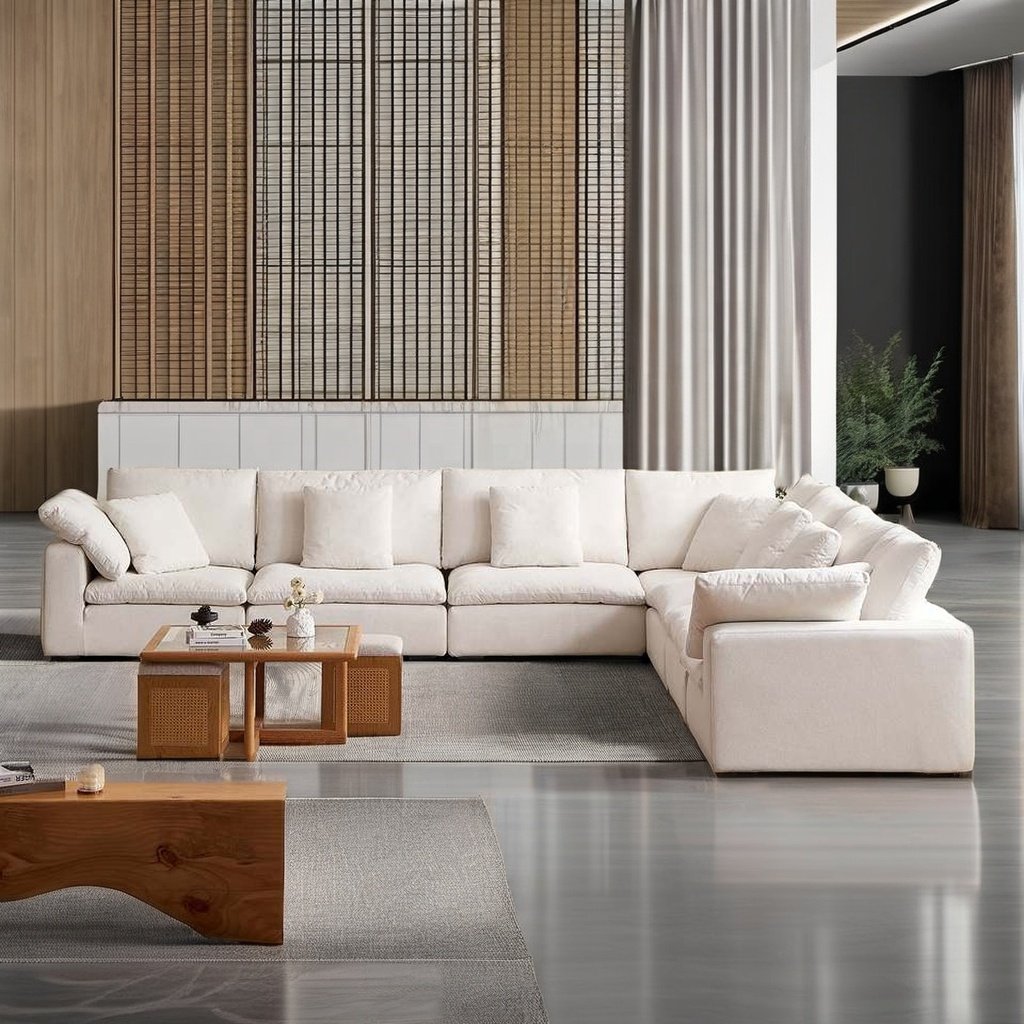 Nordic style Villa Sofa Collection L shape Sofa Set Modular Sectional Cloud Couch Corner Sofa Furniture