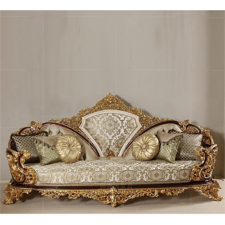 Luxury Living Room Sofa Set Classic Turkish Gold Leaf Sectional Sofa Antique Wooden Handmade Living Room Furniture