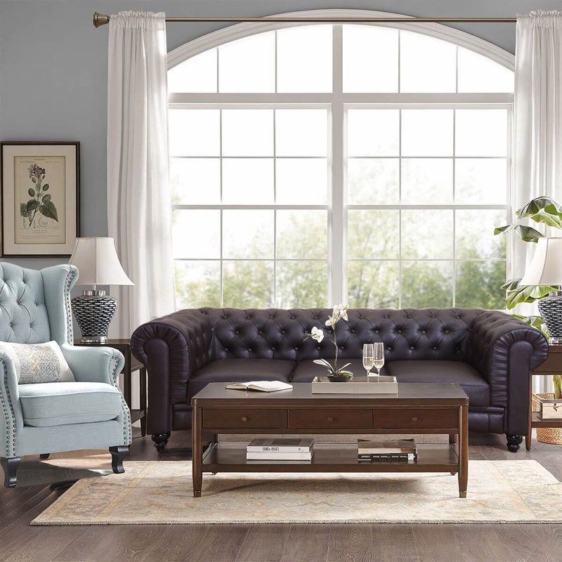 Nordic leather European retro living room first layer cowhide sofa small apartment pull buckle leather sofa