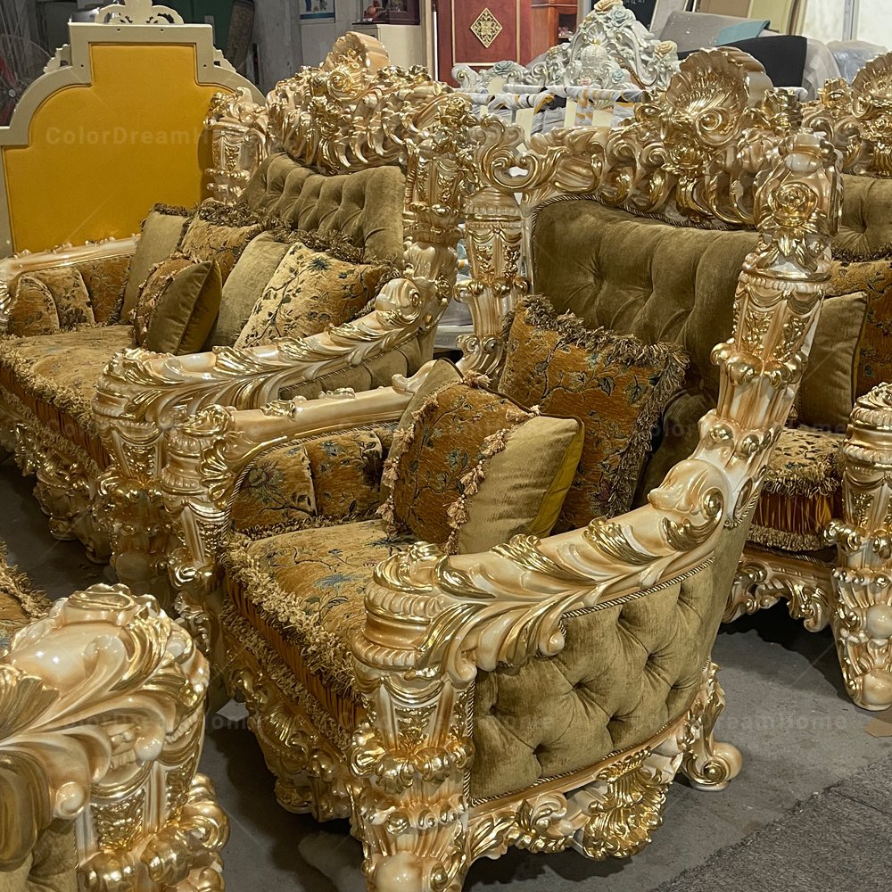 Luxury And Royal Style Sofa Set Luxurious Handcrafted Solid Wood Sofa Classic Living Room Sofas