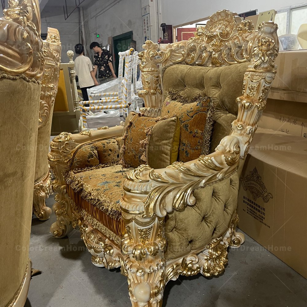 Luxury And Royal Style Sofa Set Luxurious Handcrafted Solid Wood Sofa Classic Living Room Sofas