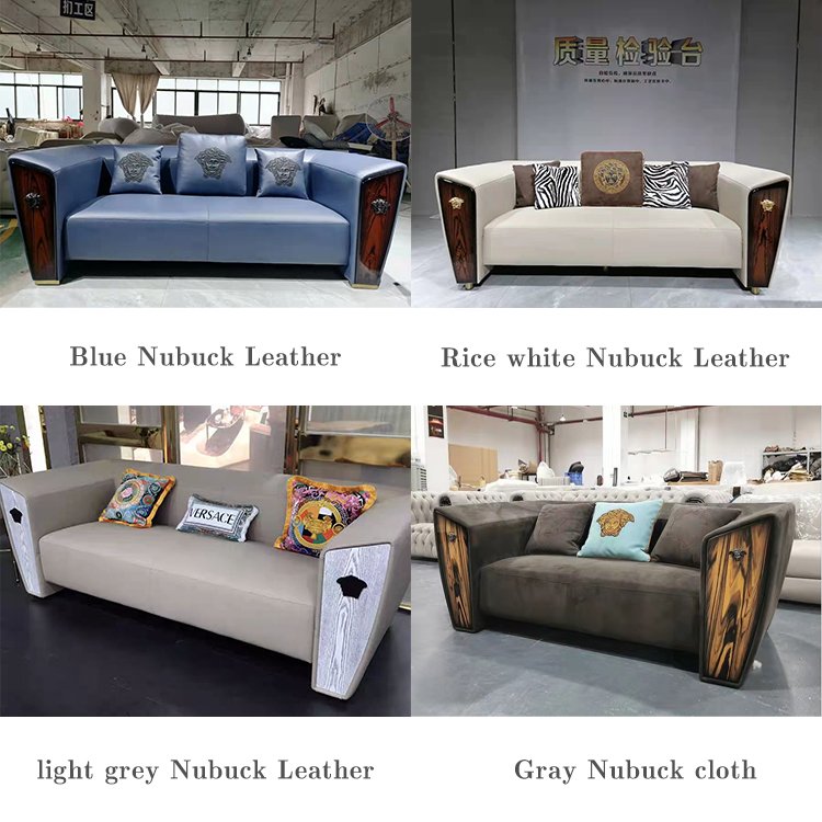 Wild Italian modern art Nubuck Leather sofa set furniture living room luxury sofa design 3 seater