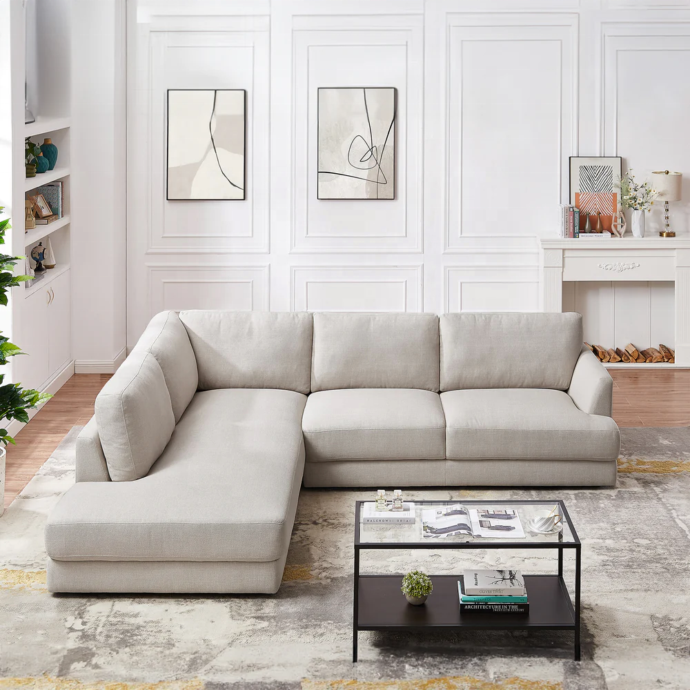Modern Upholstered L Shaped Sectional Sofa with Chaise Reversible Living Room Sofas 2-Piece Sectional Couches