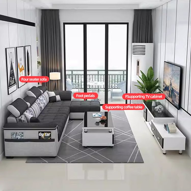 High Quality luxury Couch Sectional Living Room Fabric Sofa Set 7 Seater Sofas Modern L Shape Corner Sofa