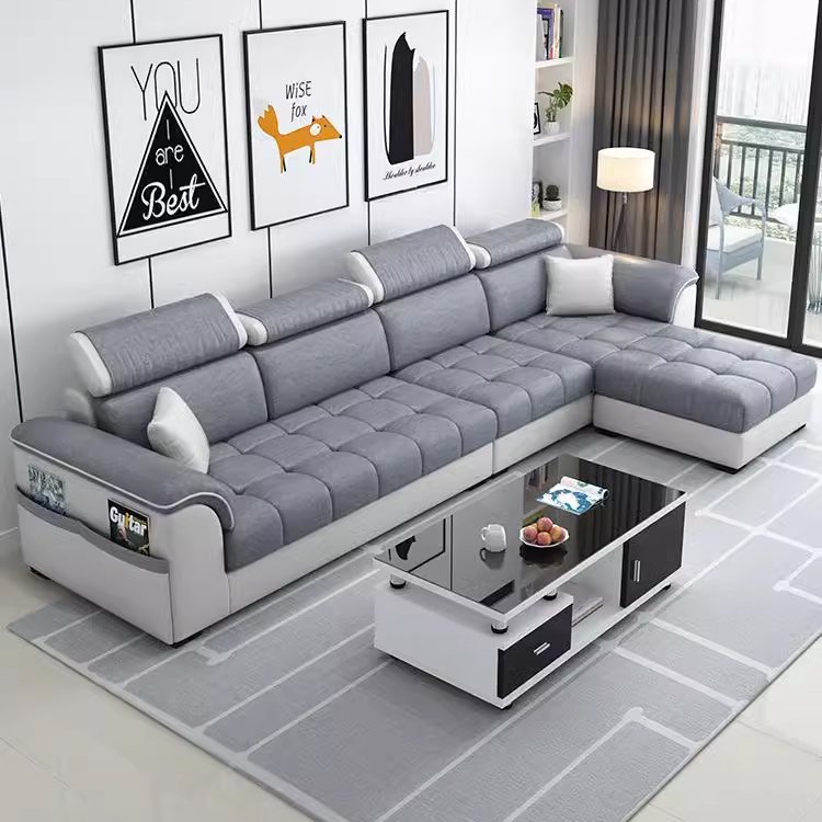 High Quality luxury Couch Sectional Living Room Fabric Sofa Set 7 Seater Sofas Modern L Shape Corner Sofa